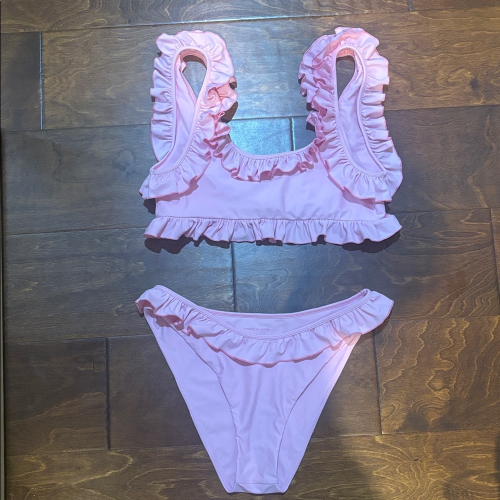 Summer of Spivey Frill Bikini Set in PINK Bubblegum Size Med